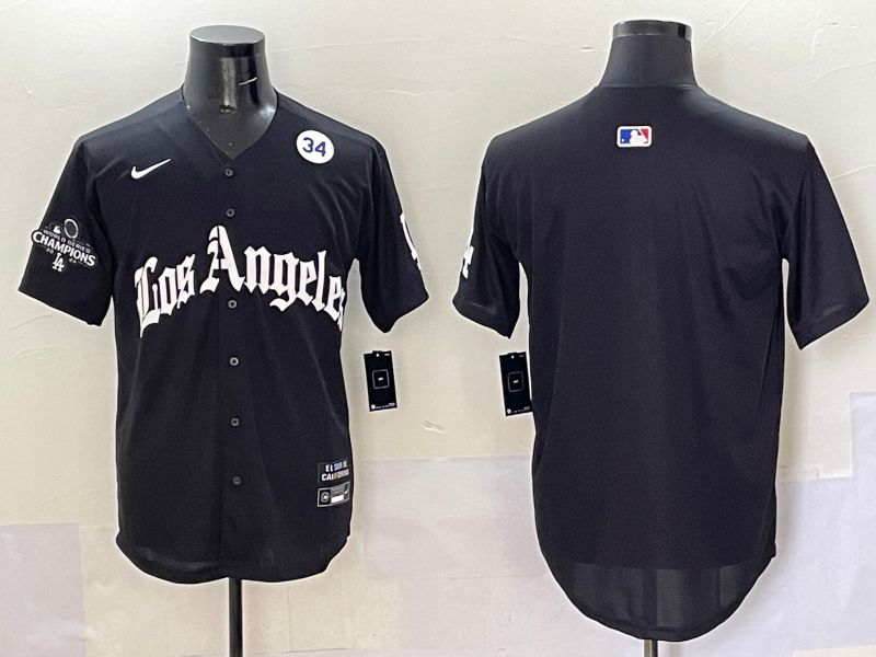 Men Los Angeles Dodgers Blank Black Five generations Joint Name 2025 Nike MLB Jersey style 48